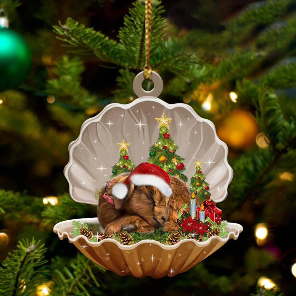 Cute Goat Sleeping in Pearl Dog Christmas Ornament Flat Acrylic - Best gifts your whole family