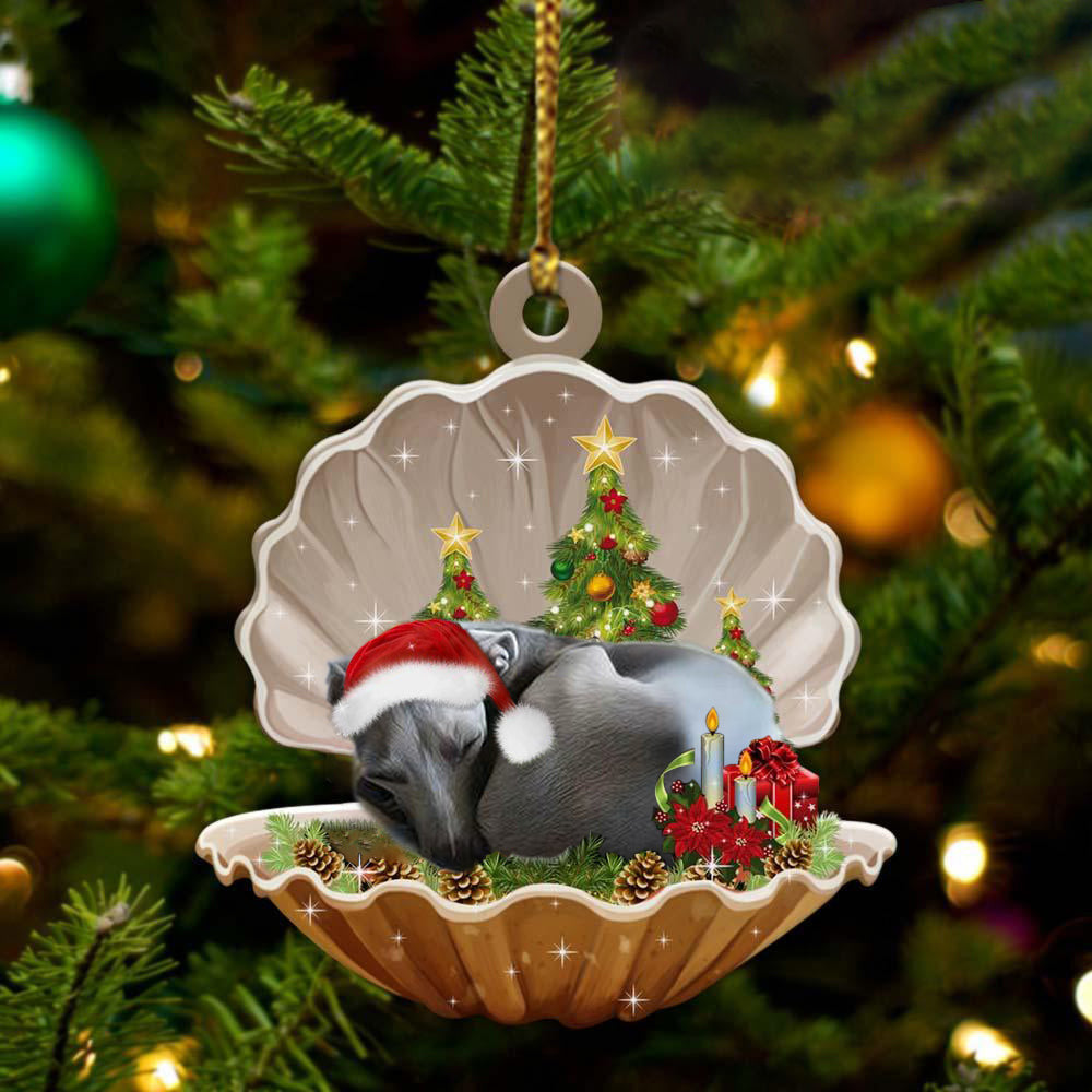 Cute Greyhound Sleeping in Pearl Dog Christmas Ornament Flat Acrylic - Best gifts your whole family