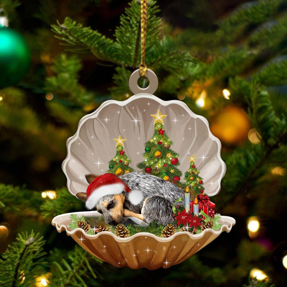 Cute Heeler Sleeping in Pearl Dog Christmas Ornament Flat Acrylic - Best gifts your whole family