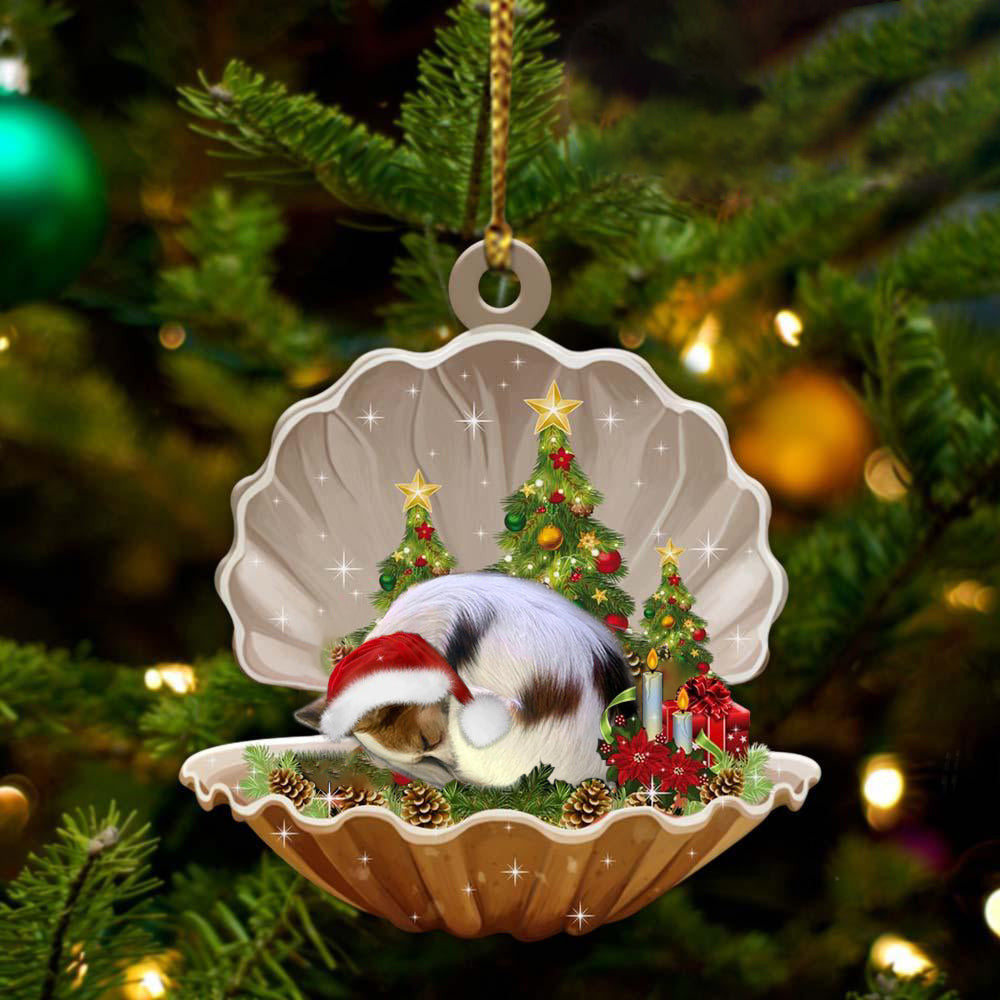 Cute Papillon Sleeping in Pearl Dog Christmas Ornament Flat Acrylic - Best gifts your whole family