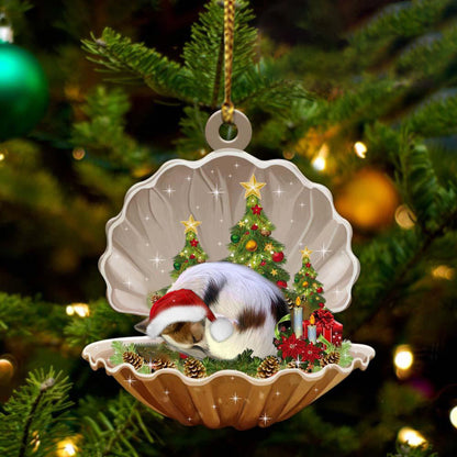 Cute Papillon Sleeping in Pearl Dog Christmas Ornament Flat Acrylic - Best gifts your whole family