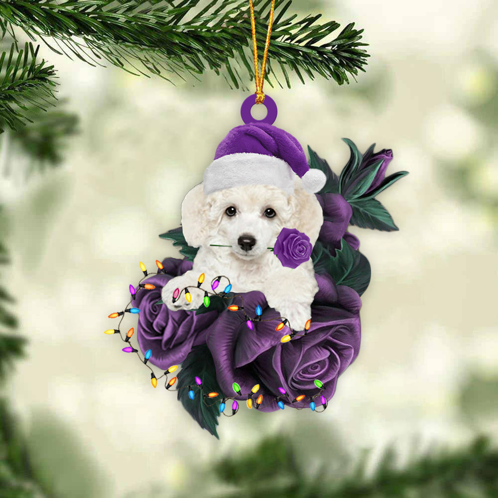 Cute Poodle In Purple Rose Christmas Ornament Christmas Gift To Dog Lover - Best gifts your whole family