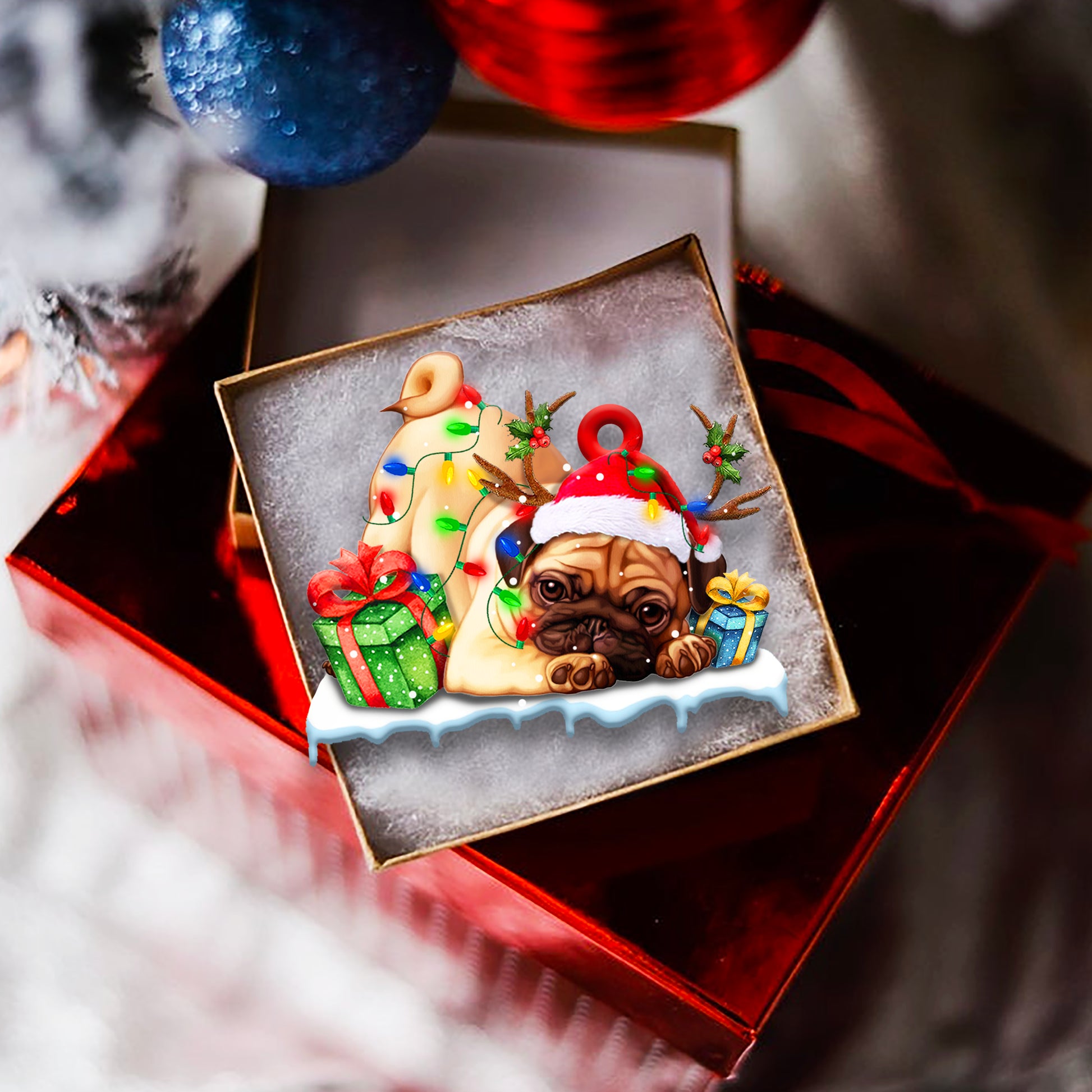Cute Pug Christmas Shape Ornament - Best gifts your whole family