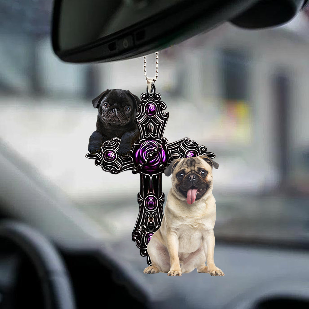 Cute Pug Pray For God Car Hanging Ornament Dog Pray For God Ornament Godmerc - Best gifts your whole family