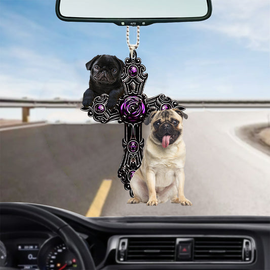 Cute Pug Pray For God Car Hanging Ornament Dog Pray For God Ornament Godmerc - Best gifts your whole family