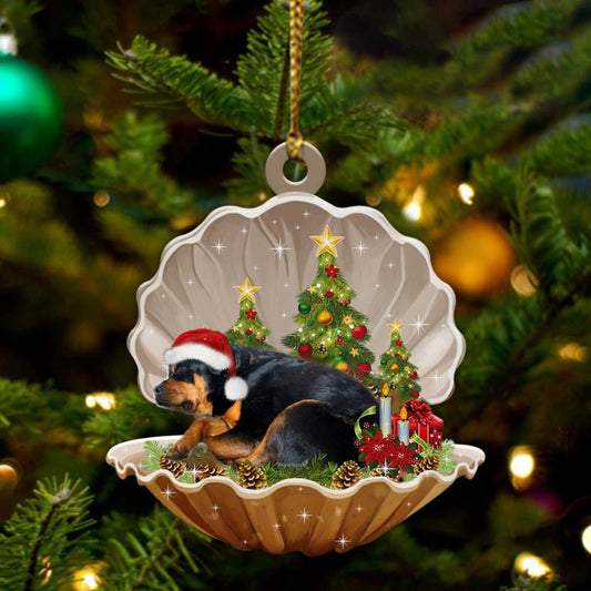 Cute Rottweiler Sleeping in Pearl Dog Christmas Ornament Flat Acrylic Gift - Best gifts your whole family