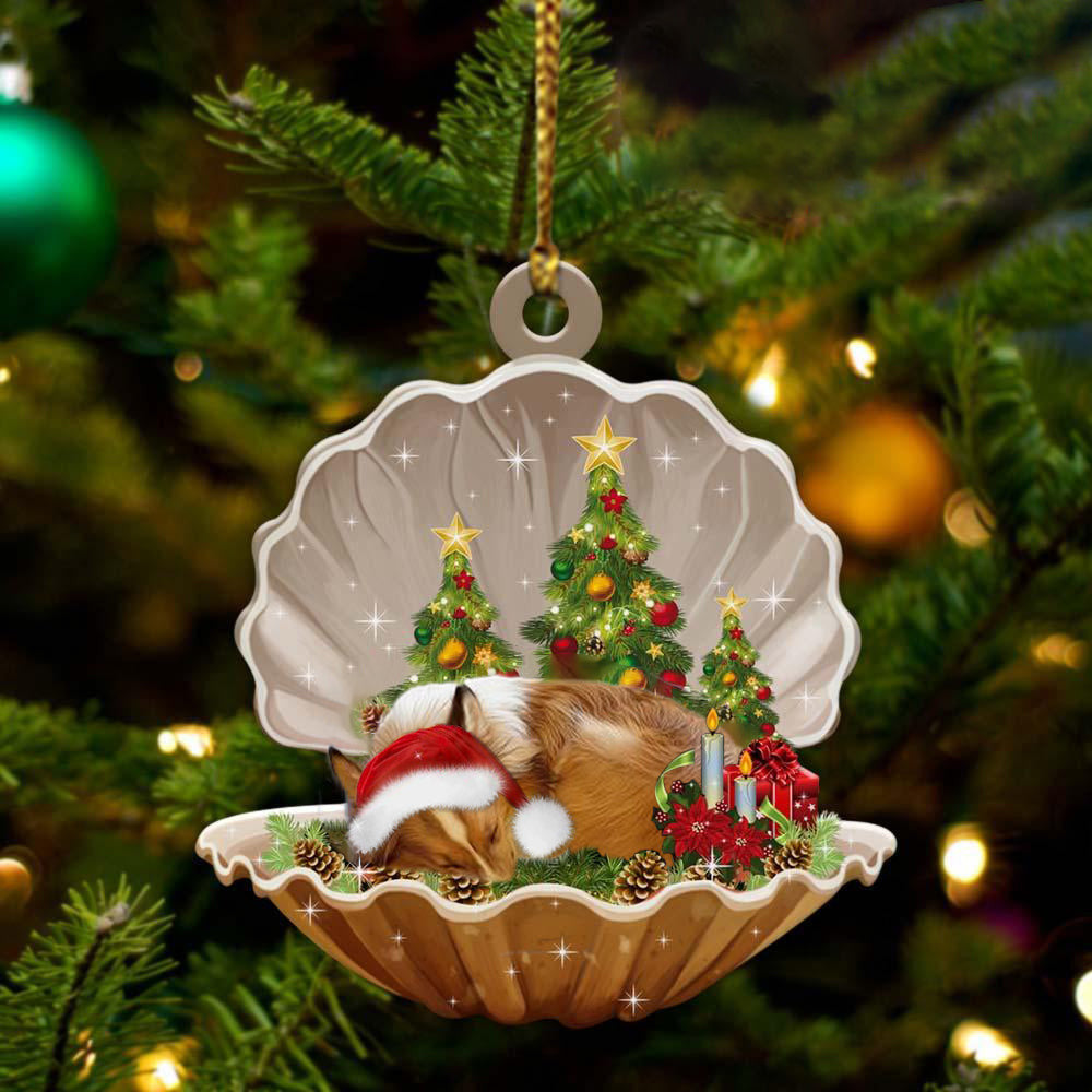 Cute Sheltie Sleeping in Pearl Dog Christmas Ornament Flat Acrylic - Best gifts your whole family