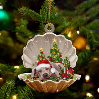 Cute Weimaraner Sleeping in Pearl Dog Christmas Ornament Flat Acrylic - Best gifts your whole family
