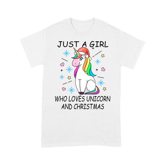 Nur ein Mädchen, das Einhorn-Weihnachten liebt. T-Shirt Geschenk für Weihnachten