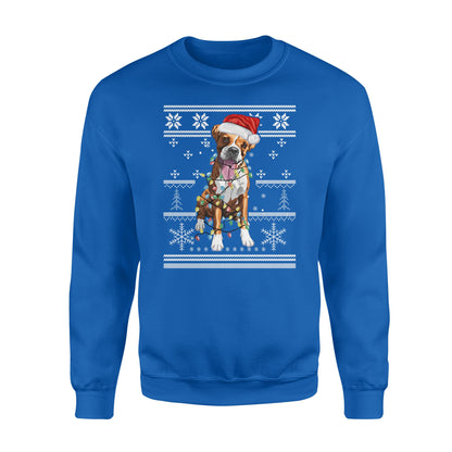 Boxer with christmas light sweater for dog lovers funny sweatshirt gifts christmas ugly sweater for men and women