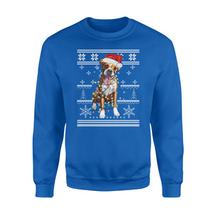 Boxer with christmas light sweater for dog lovers funny sweatshirt gifts christmas ugly sweater for men and women