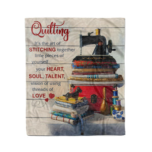 Quilting is the art of stitching together little pieces of yourself personalized coffee blanket gifts custom christmas blanket