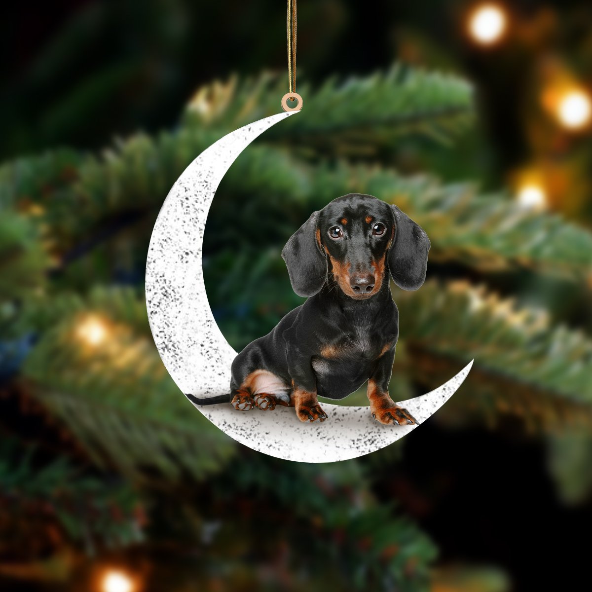 Dachshund 1-Sit On The Moon-Two Sided Ornament - Best gifts your whole family