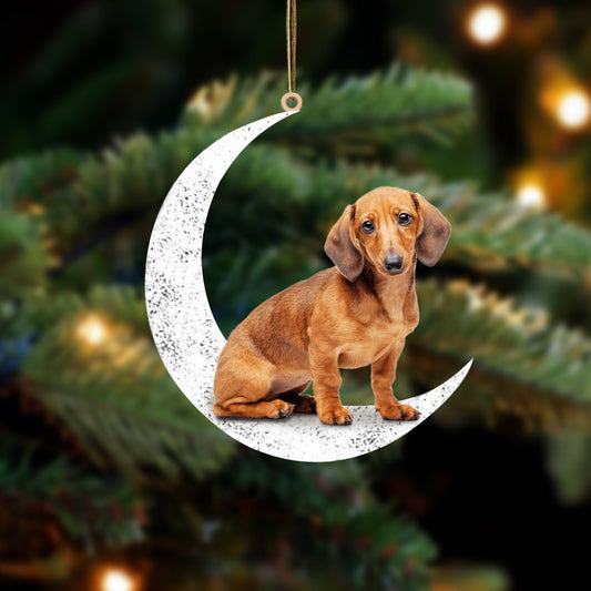 Dachshund 2-Sit On The Moon-Two Sided Ornament - Best gifts your whole family