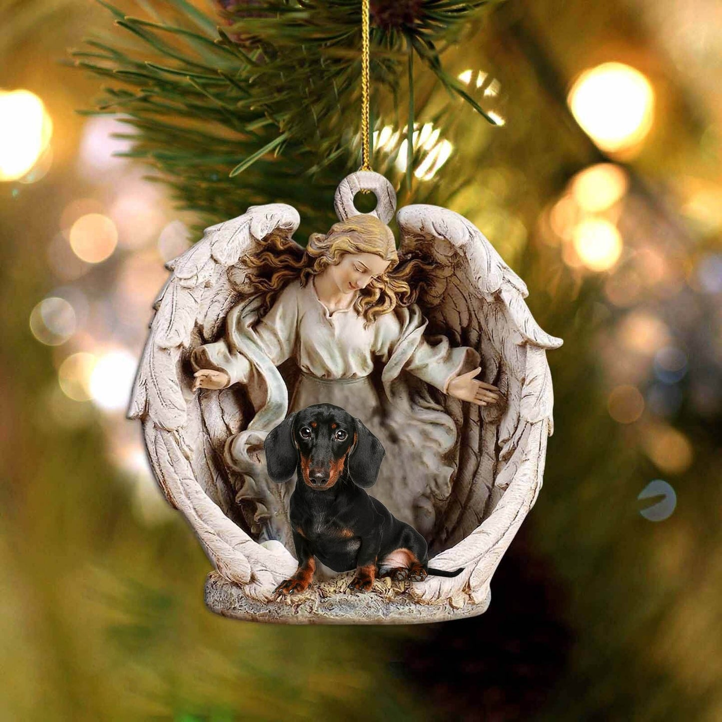 Dachshund (4)-Angel Hug Winter Love Two Sided Ornament - Best gifts your whole family