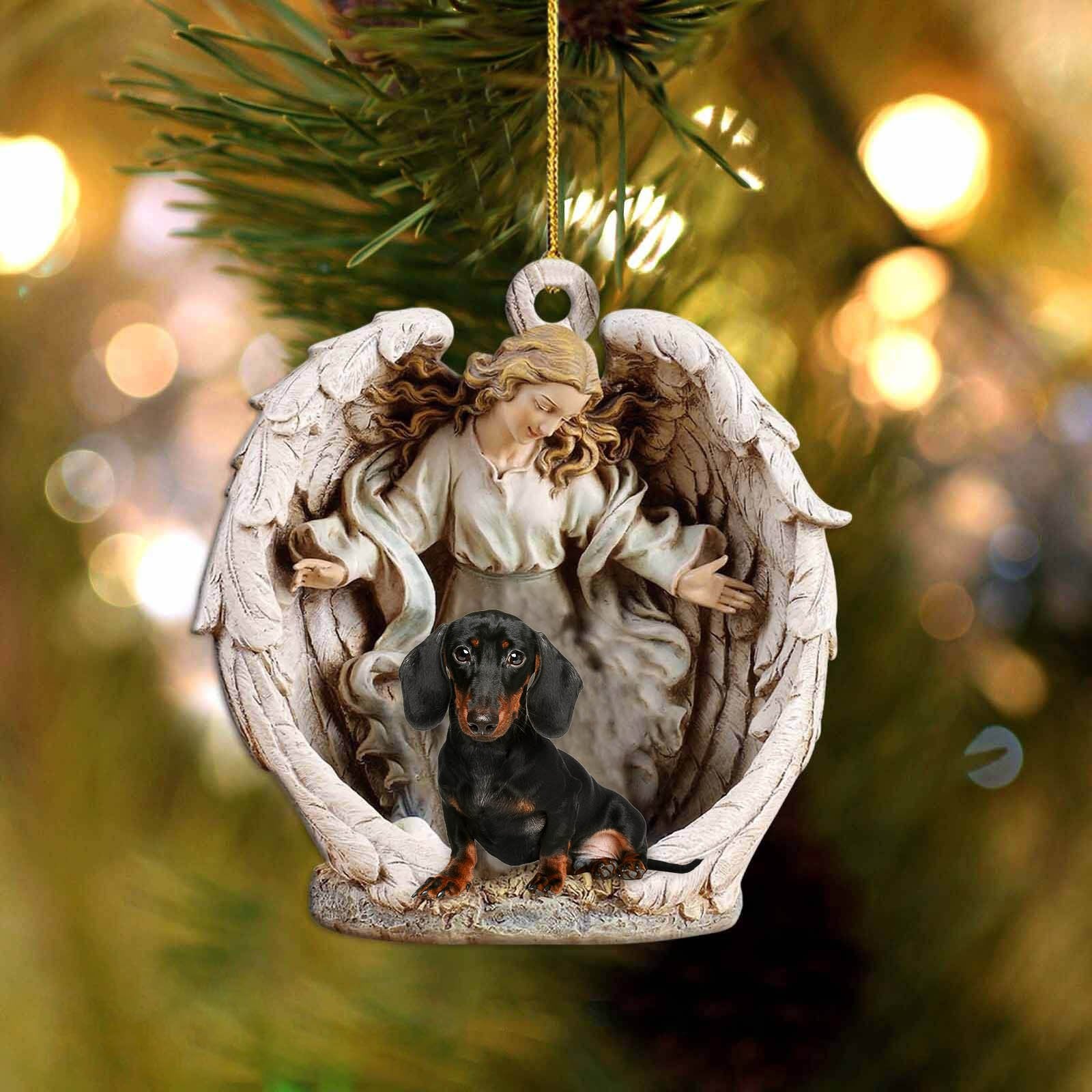Dachshund (4)-Angel Hug Winter Love Two Sided Ornament - Best gifts your whole family