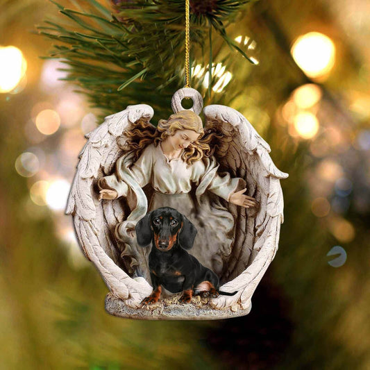 Dachshund (4)-Angel Hug Winter Love Two Sided Ornament - Best gifts your whole family