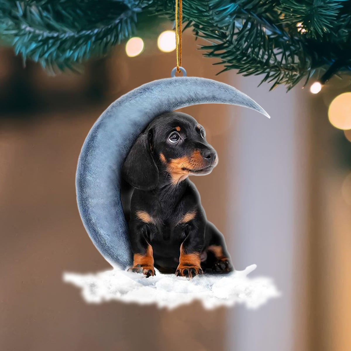 Dachshund Blue Moon Hanging Ornament, Animal Christmas Ornaments - Best gifts your whole family