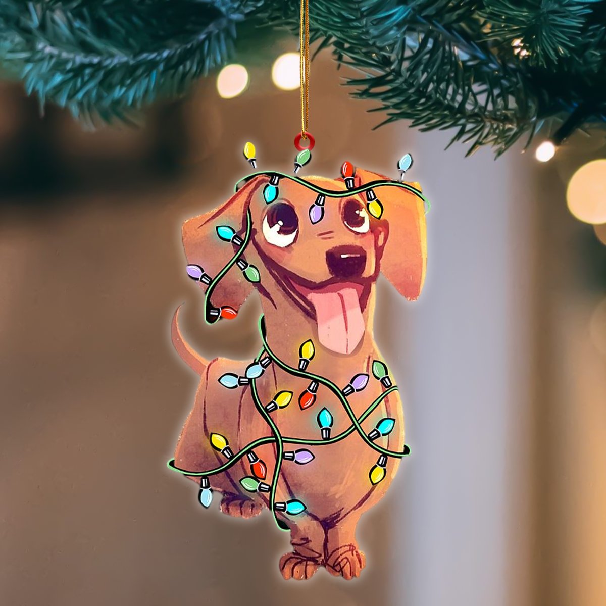 Dachshund Christmas Light Hanging Ornament Christmas Tree Ornament Godmerc - Best gifts your whole family