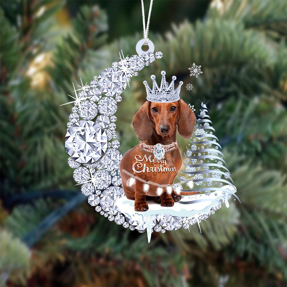 Dachshund Diamond Moon Merry Christmas Ornament Christmas Tree Hanging Ornament - Best gifts your whole family