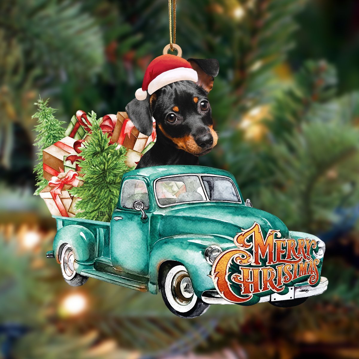 Dachshund-Green Truck Hanging Ornament - Best gifts your whole family