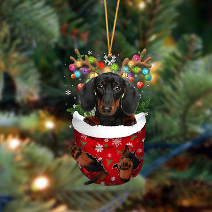 Dachshund-In Christmas Pocket Two Sides Ornament, Christmas Dog Hanging Ornament - Best gifts your whole family