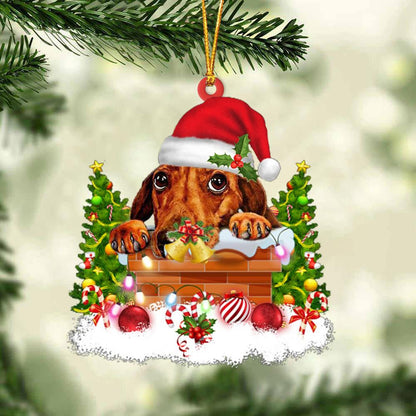 Dachshund In The Chimney Hanging Ornament Dog Christmas Ornament - Best gifts your whole family