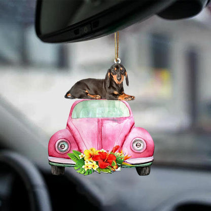 Dachshund-Pink Hippie Car-Two Sided Ornament - Best gifts your whole family