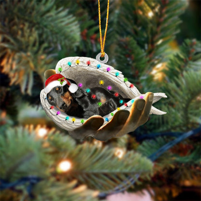 Dachshund(Black And Tan)Sleeping Angel In God Hand Christmas Ornament Godmerch Ornament - Best gifts your whole family