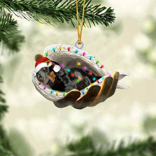 Dachshund(Black And Tan)Sleeping Angel In God Hand Christmas Ornament Godmerch Ornament - Best gifts your whole family