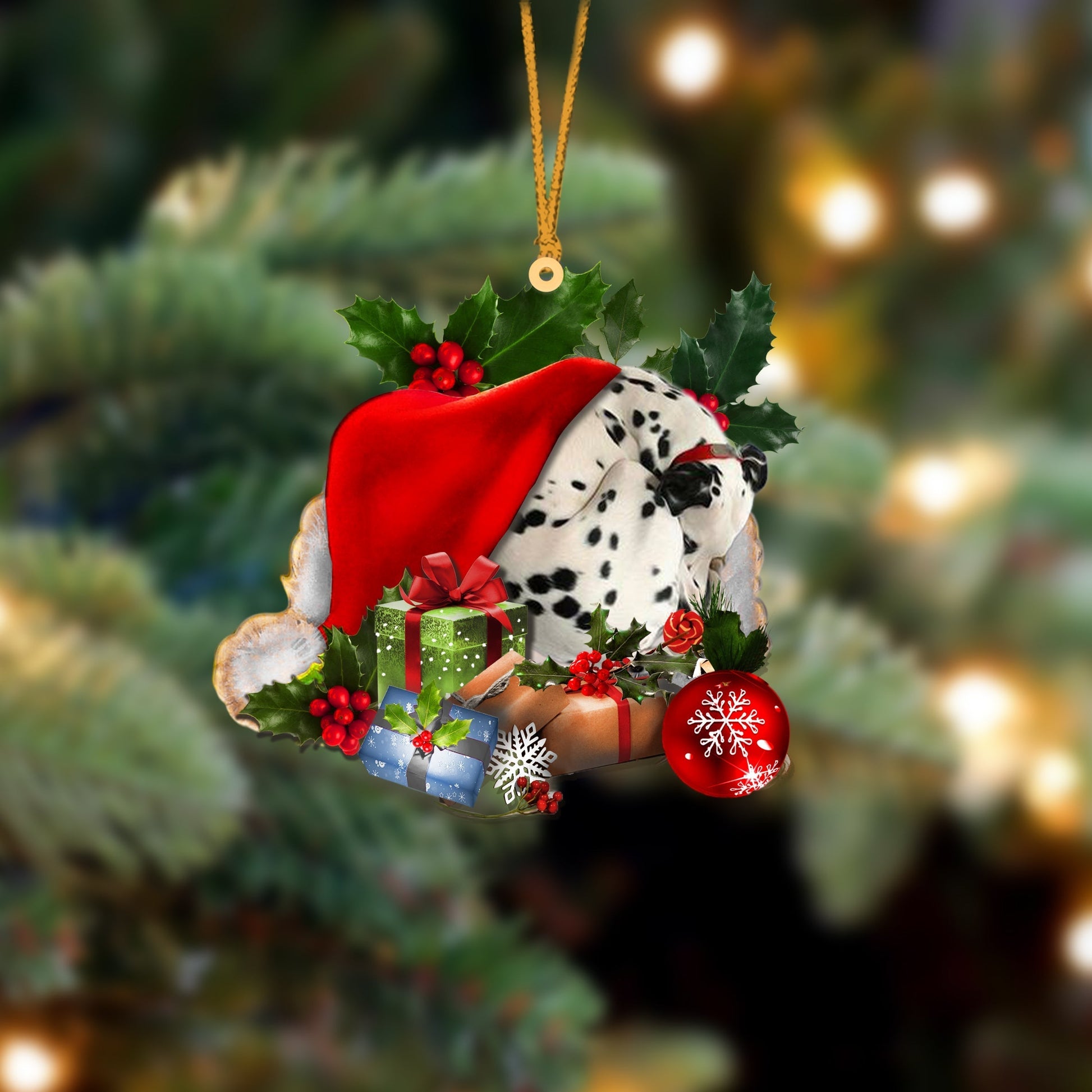 Dalmatian 2-Sleeping In Hat Two Sides Ornament Dog Sleeping Ornament - Best gifts your whole family
