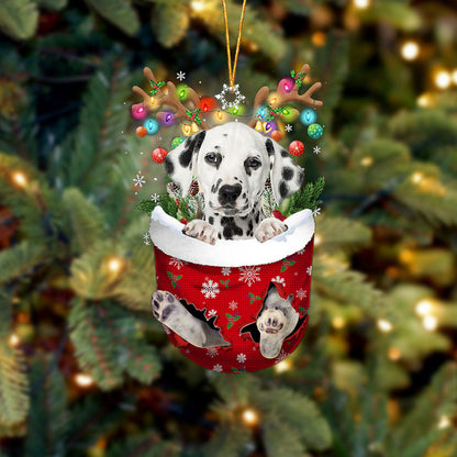 Dalmatian In Snow Pocket Christmas Ornament Flat Acrylic Dog Ornament - Best gifts your whole family