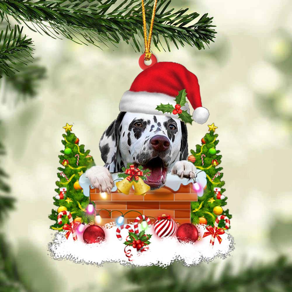 Dalmatian In The Chimney Hanging Ornament Dog Christmas Ornament - Best gifts your whole family