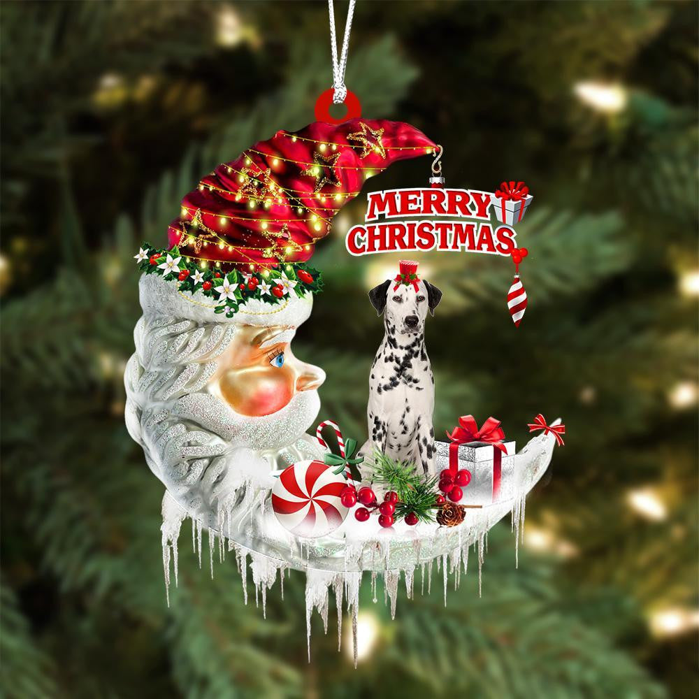 Dalmatian On The Moon Merry Christmas Hanging Ornament - Best gifts your whole family