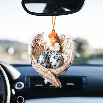 Dalmatian Sleeping Protected By Angel Car Hanging Ornament - Best gifts your whole family