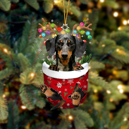 Dapple Dachshund In Snow Pocket Christmas Ornament Flat Acrylic Dog Ornament - Best gifts your whole family