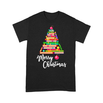 Frohe Weihnachten Bücher Baum für Buchliebhaber Lustiges T-Shirt Geschenk für Weihnachten