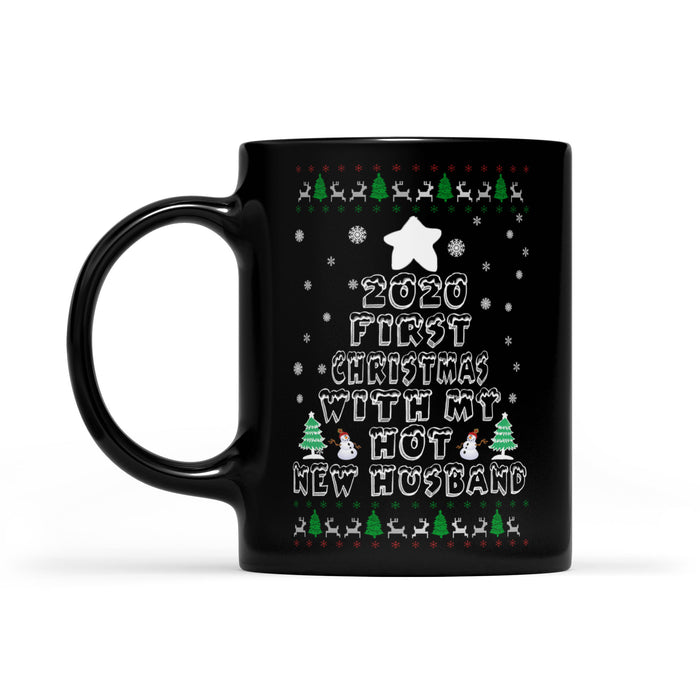 Funny Costume - 2020 First Christmas With My Hot New Husband  Black Mug Gift For Christmas