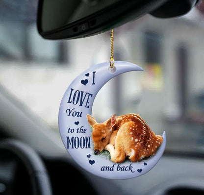 Deer Moon Back Deer Lover Two Sided Ornament - Best gifts your whole family