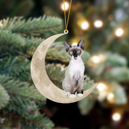 Devon Rex Cat Sits On The Moon Hanging Ornament - Best gifts your whole family