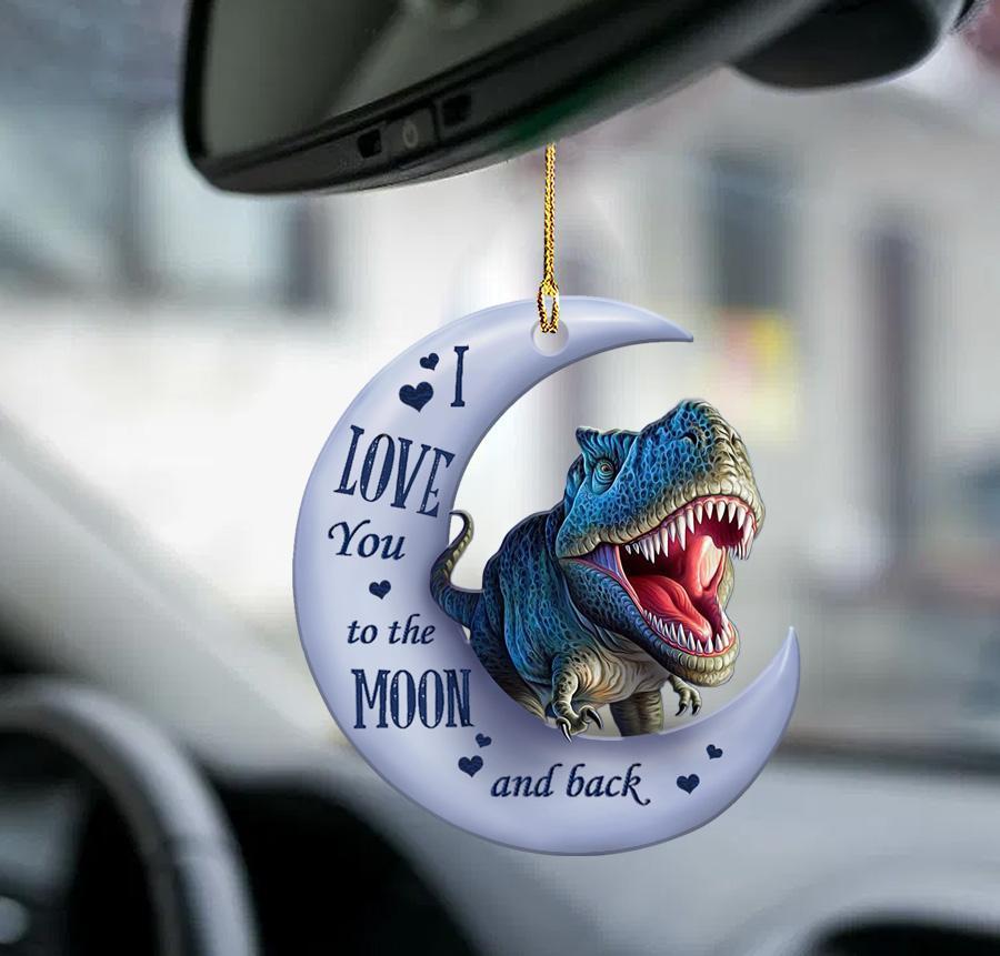 Dinosaur Moon Back Dinosaur Lover Two Sided Ornament - Best gifts your whole family