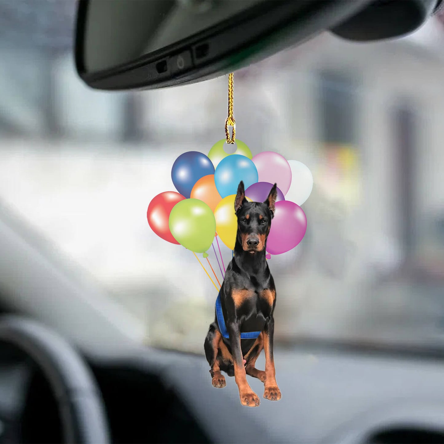 Doberman Fly With Bubbles Dog Hanging Ornament Dog Ornament Godmerc - Best gifts your whole family