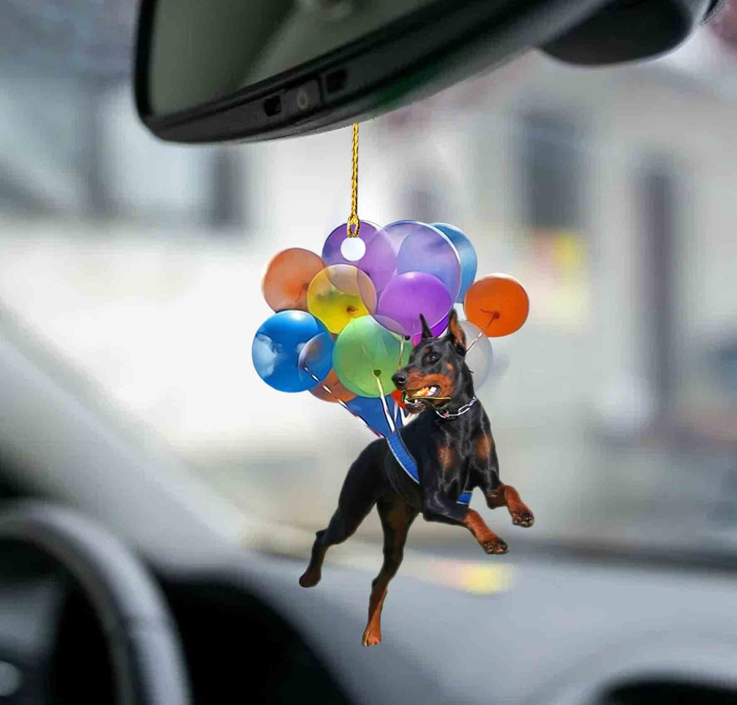 Doberman Pinscher Fly With Bubbles Dog Hanging Ornament Auto Ornament Godmerc - Best gifts your whole family
