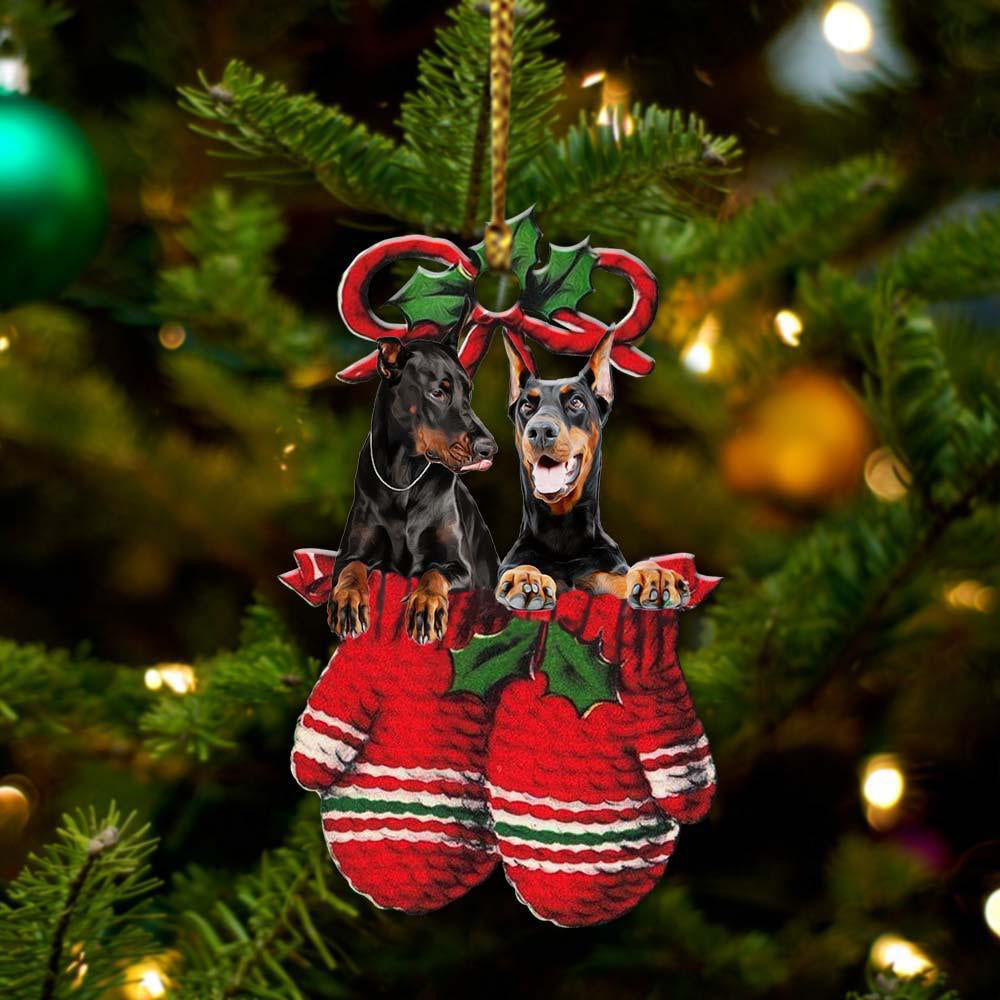 Doberman Pinscher Inside Your Gloves Christmas Holiday-Two Sided Ornament, Christmas Ornament, Car Ornament - Best gifts your whole family