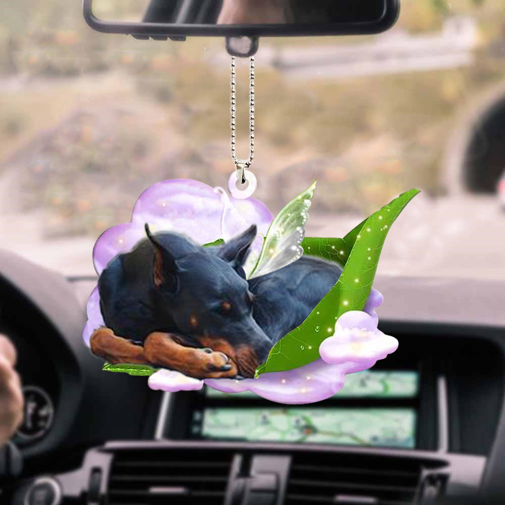 Doberman Pinscher-Sleep On Fallen Leaves-Two Sided Ornament - Best gifts your whole family