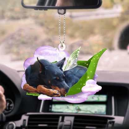 Doberman Pinscher-Sleep On Fallen Leaves-Two Sided Ornament - Best gifts your whole family