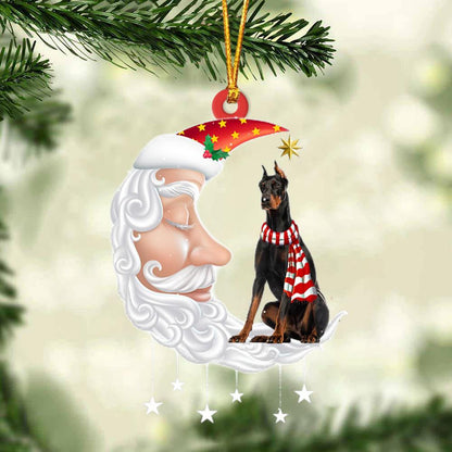 Dobermann 1 With Santa Christmas Ornament Dog Christmas Ornament - Best gifts your whole family