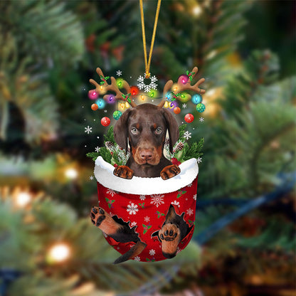 Dobermann-In Christmas Pocket Two Sides Ornament, Christmas Dog Hanging Ornament - Best gifts your whole family