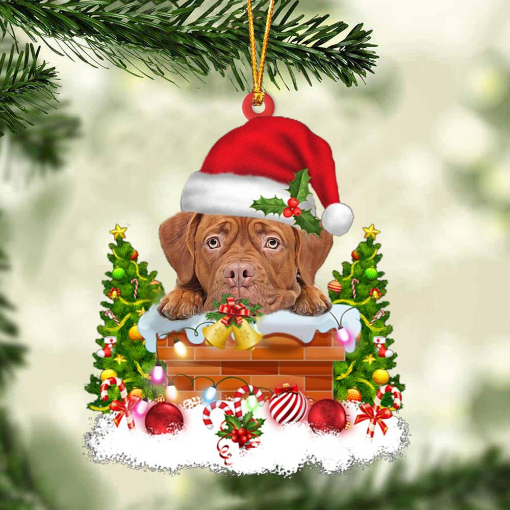Dogue De Bordeaux In The Chimney Hanging Ornament Dog Christmas Ornament - Best gifts your whole family