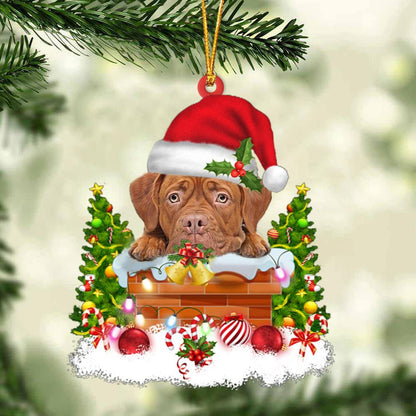 Dogue De Bordeaux In The Chimney Hanging Ornament Dog Christmas Ornament - Best gifts your whole family